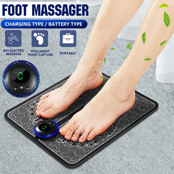 EMS Foot Massager Mat Electric USB Charging Smart Display Tens Acupuncture Feet Cushion Blood Circulation Pad Health Care Home (Without Box)