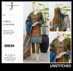 "JUNAID JAMSHED" Printed Lawn | Unstitched Collection 3 Pieces Casual Wear| Summer