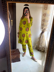 New Gulab 2 Pcs Linen Dress | Rose Print shirt and trouser for girls &amp; Women