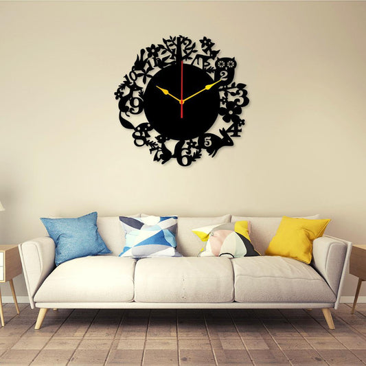 Jungle dial 12x12  Wall Clock I Wall clocks for bedroom I Quartz Watch DIY Design  black color