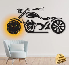 3D Wall Clock bike style Wooden Wall Clock  with light