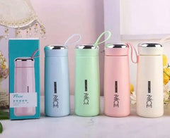 Nice Glass Bottle Water Mini Flask Bottle With Vaccum Flask And Loop Temperature Resistant, 400ml (random Colors)