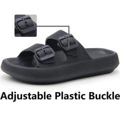 Slippers for Men - Cloud Slides Double Buckle Adjustable