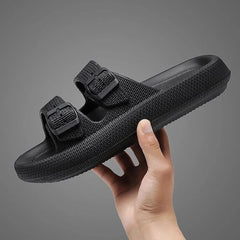 Slippers for Men - Cloud Slides Double Buckle Adjustable