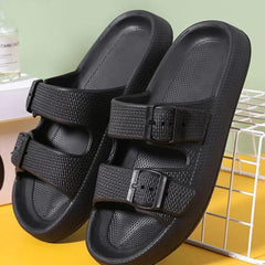 Slippers for Men - Cloud Slides Double Buckle Adjustable