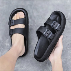 Slippers for Men - Cloud Slides Double Buckle Adjustable