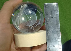 3d Galaxy Solar System Crystal Ball Night Light With Wooden Base