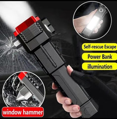 High-power Led Torch Light Rechargeable Flashlight And Multifunctional Tactical Hammer &amp; Power Bank To Charge the Phone With Box (random Color)