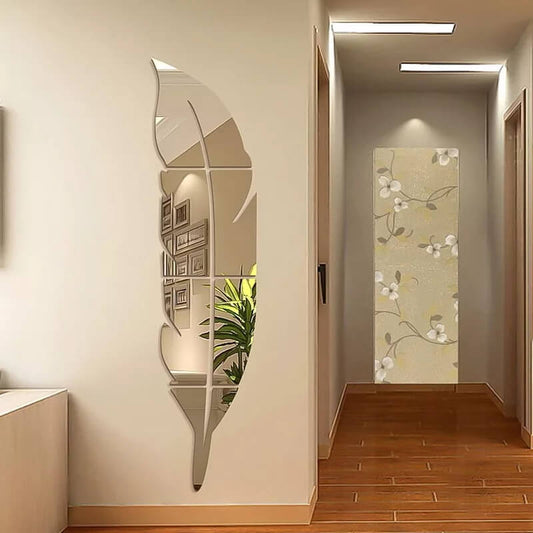 silver 3d Acrylic Wall leaf Mirror reflection Room Decor