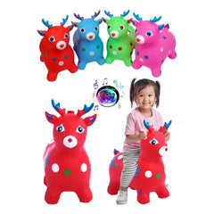 Kids Music Animal Jumbo Inflatable Air PVC Hopper Jumping Toy - Reindeer, Cow, Horse (Random color)