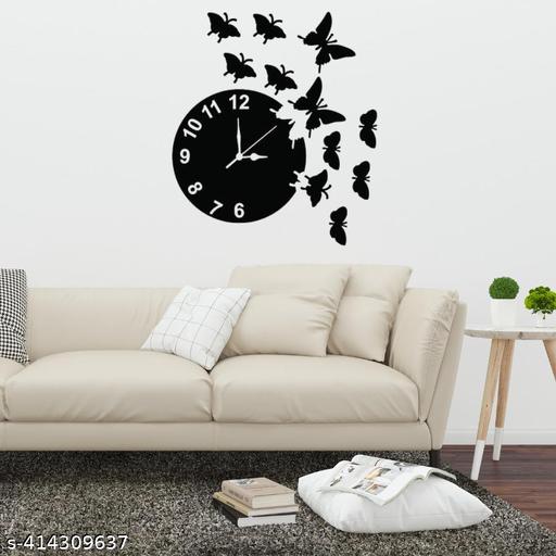 Beautiful Butterfly Wooden Wall Clock 3D Wooden Wall Art , Wall D??cor