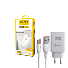 VIZO V007 Type C 18W Fast Charging 1 USB Port | Android Mobile Phone Charging Adapter