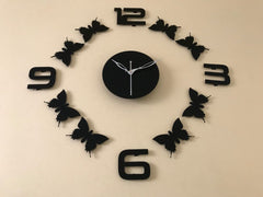 3D Wooden Butterfly Wall Clock